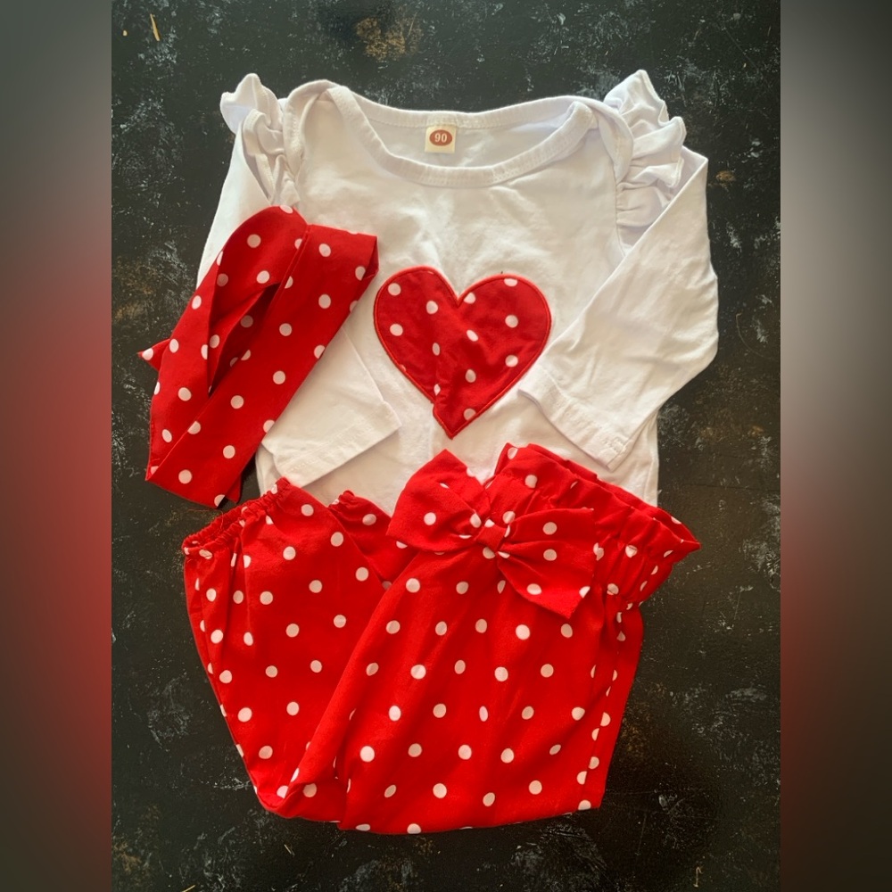 Red and White Heart Kids Shirt Set